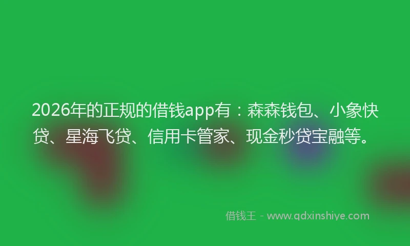 2026年的正规的借钱app有：森森钱包、小象快贷、星海飞贷、信用卡管家、现金秒贷宝融等。