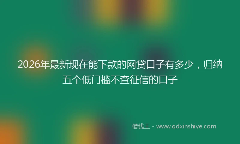 2026年最新现在能下款的网贷口子有多少，归纳五个低门槛不查征信的口子