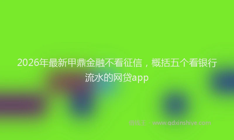 2026年最新甲鼎金融不看征信，概括五个看银行流水的网贷app