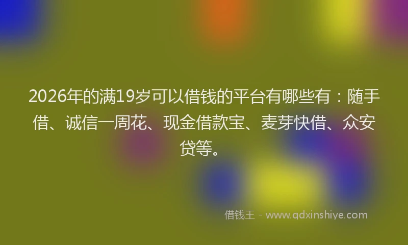 2026年的满19岁可以借钱的平台有哪些有：随手借、诚信一周花、现金借款宝、麦芽快借、众安贷等。
