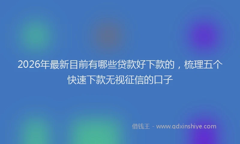 2026年最新目前有哪些贷款好下款的，梳理五个快速下款无视征信的口子