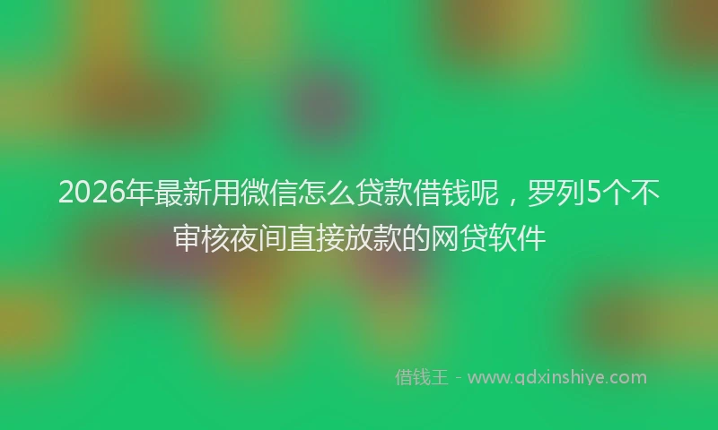 2026年最新用微信怎么贷款借钱呢，罗列5个不审核夜间直接放款的网贷软件