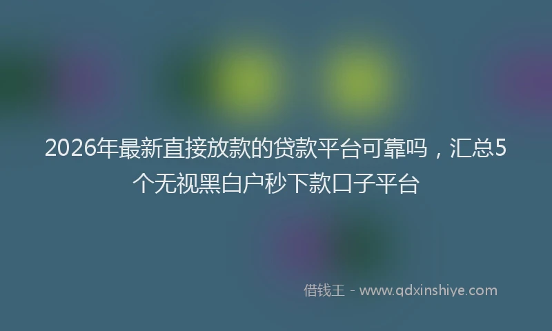 2026年最新直接放款的贷款平台可靠吗，汇总5个无视黑白户秒下款口子平台