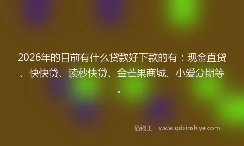 2026年的目前有什么贷款好下款的有：现金直贷、快快贷、读秒快贷、金芒果商城、小爱分期等。