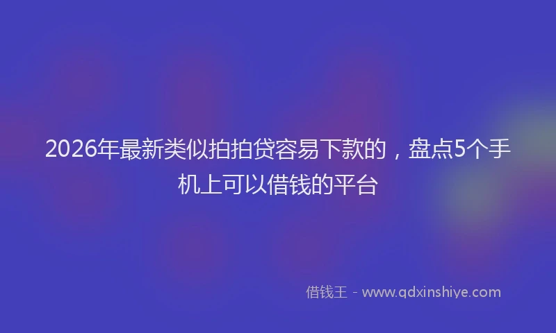 2026年最新类似拍拍贷容易下款的，盘点5个手机上可以借钱的平台