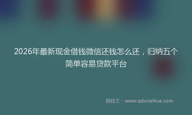 2026年最新现金借钱微信还钱怎么还，归纳五个简单容易贷款平台