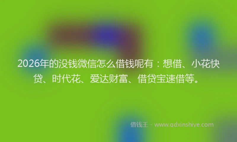 2026年的没钱微信怎么借钱呢有：想借、小花快贷、时代花、爱达财富、借贷宝速借等。
