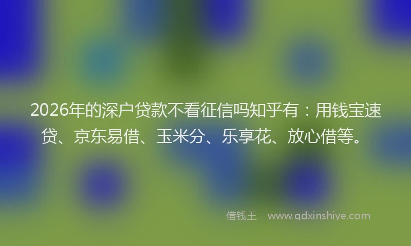 2026年的深户贷款不看征信吗知乎有：用钱宝速贷、京东易借、玉米分、乐享花、放心借等。