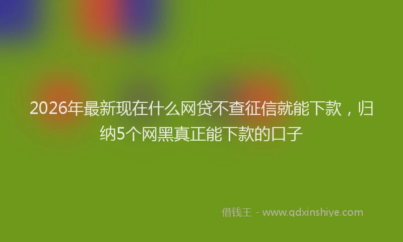 2026年最新现在什么网贷不查征信就能下款，归纳5个网黑真正能下款的口子