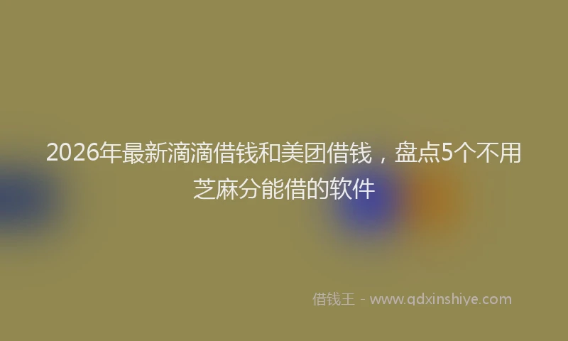 2026年最新滴滴借钱和美团借钱，盘点5个不用芝麻分能借的软件