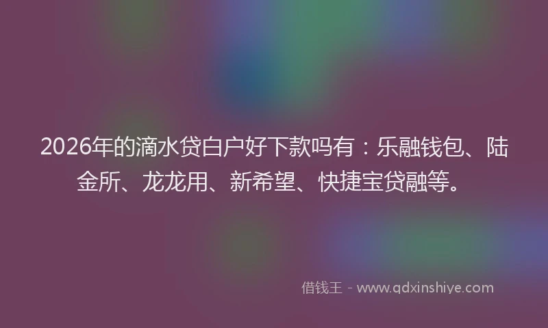 2026年的滴水贷白户好下款吗有：乐融钱包、陆金所、龙龙用、新希望、快捷宝贷融等。
