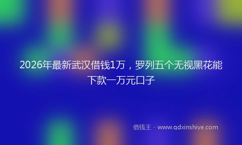 2026年最新武汉借钱1万，罗列五个无视黑花能下款一万元口子