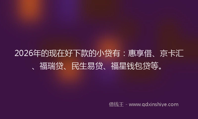 2026年的现在好下款的小贷有：惠享借、京卡汇、福瑞贷、民生易贷、福星钱包贷等。