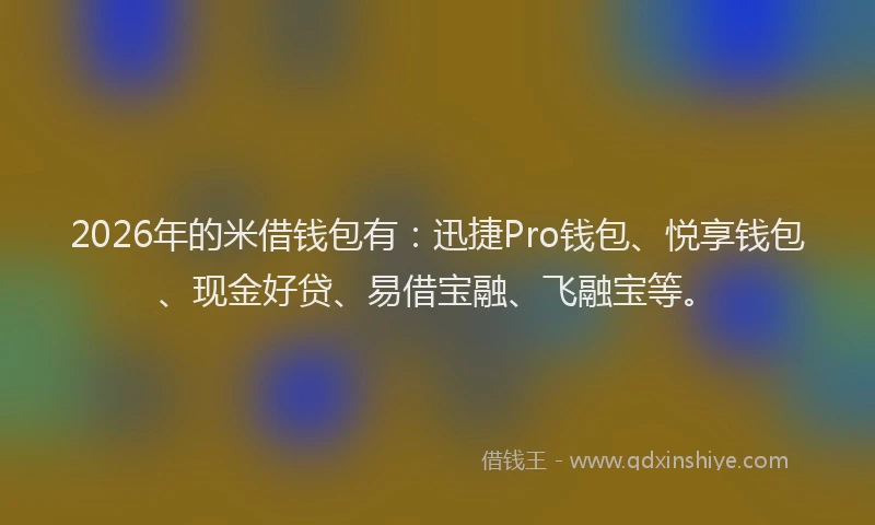 2026年的米借钱包有：迅捷Pro钱包、悦享钱包、现金好贷、易借宝融、飞融宝等。