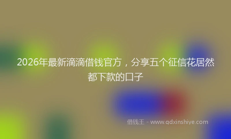 2026年最新滴滴借钱官方，分享五个征信花居然都下款的口子