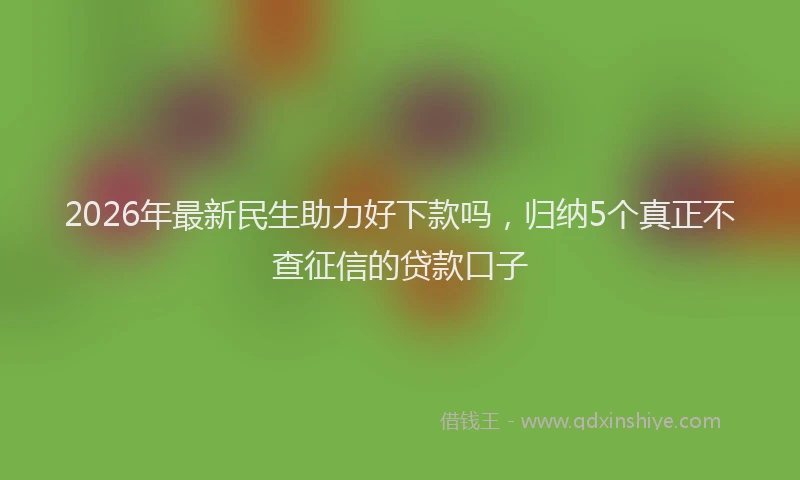 2026年最新民生助力好下款吗，归纳5个真正不查征信的贷款口子