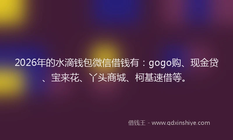 2026年的水滴钱包微信借钱有：gogo购、现金贷、宝来花、丫头商城、柯基速借等。