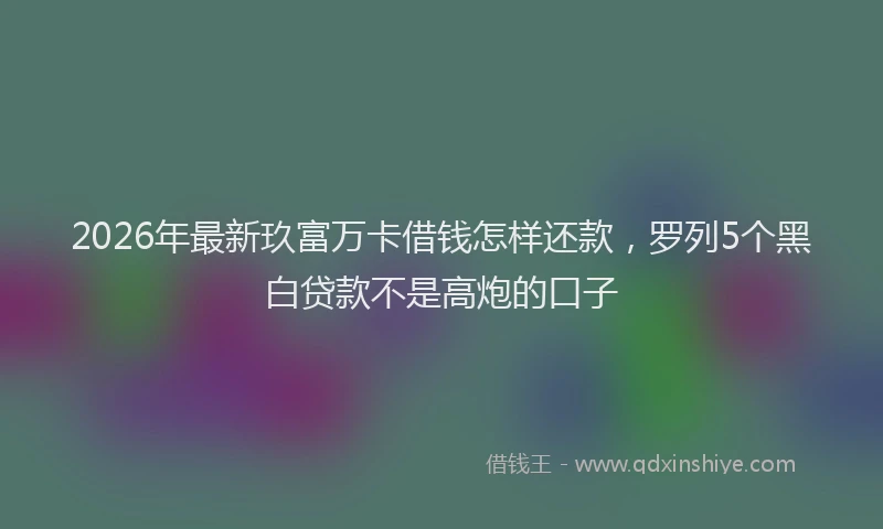 2026年最新玖富万卡借钱怎样还款，罗列5个黑白贷款不是高炮的口子