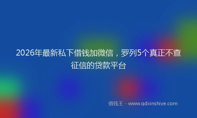 2026年最新私下借钱加微信，罗列5个真正不查征信的贷款平台