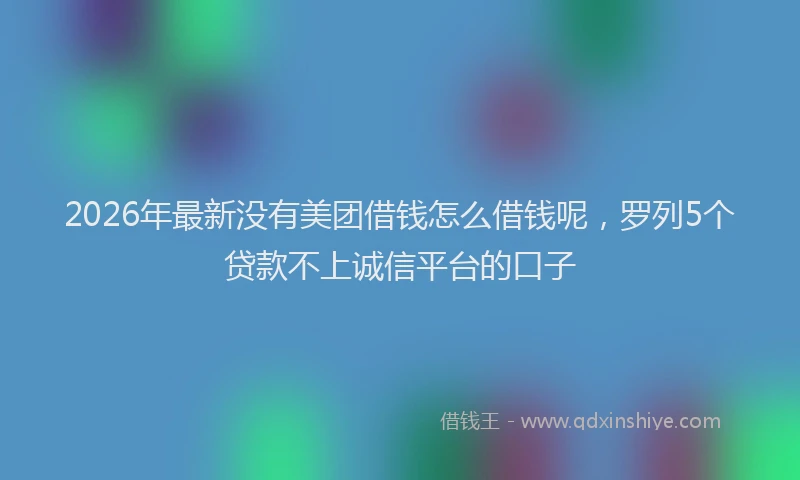 2026年最新没有美团借钱怎么借钱呢，罗列5个贷款不上诚信平台的口子