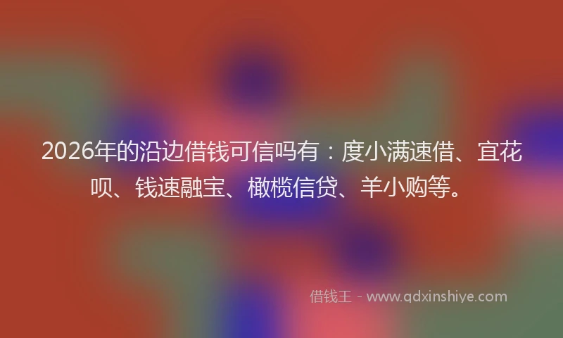2026年的沿边借钱可信吗有：度小满速借、宜花呗、钱速融宝、橄榄信贷、羊小购等。