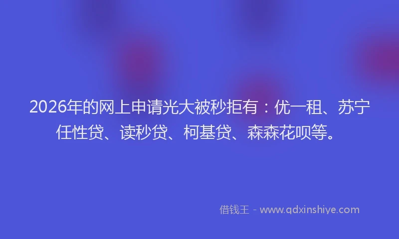 2026年的网上申请光大被秒拒有：优一租、苏宁任性贷、读秒贷、柯基贷、森森花呗等。