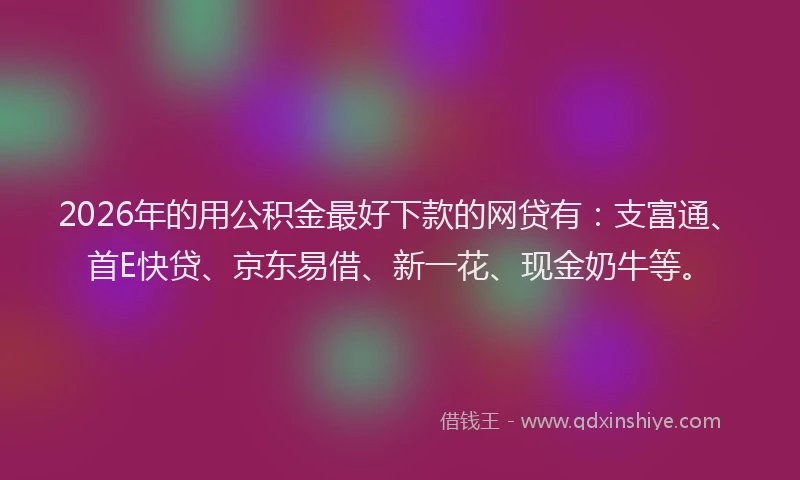 2026年的用公积金最好下款的网贷有：支富通、首E快贷、京东易借、新一花、现金奶牛等。