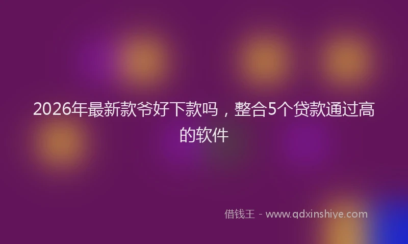 2026年最新款爷好下款吗，整合5个贷款通过高的软件