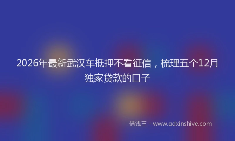 2026年最新武汉车抵押不看征信，梳理五个12月独家贷款的口子