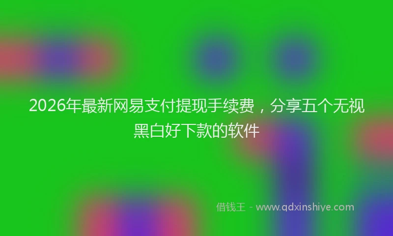 2026年最新网易支付提现手续费，分享五个无视黑白好下款的软件