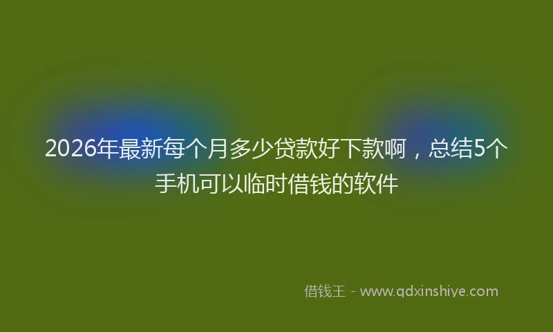 2026年最新每个月多少贷款好下款啊，总结5个手机可以临时借钱的软件