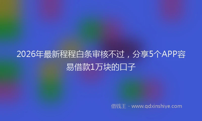 2026年最新程程白条审核不过，分享5个APP容易借款1万块的口子