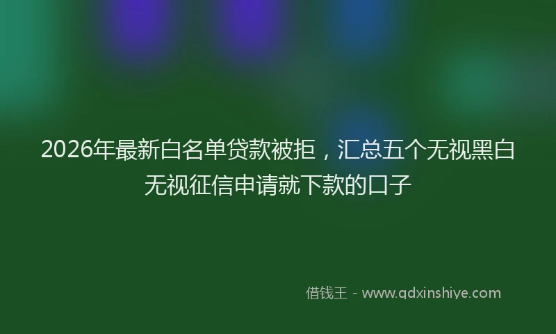 2026年最新白名单贷款被拒，汇总五个无视黑白无视征信申请就下款的口子