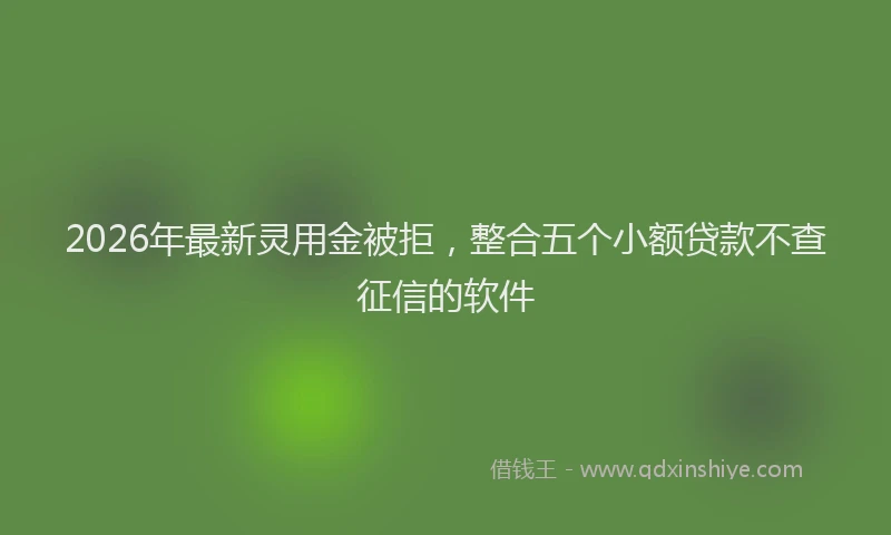 2026年最新灵用金被拒，整合五个小额贷款不查征信的软件