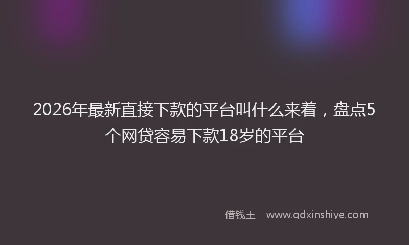 2026年最新直接下款的平台叫什么来着，盘点5个网贷容易下款18岁的平台