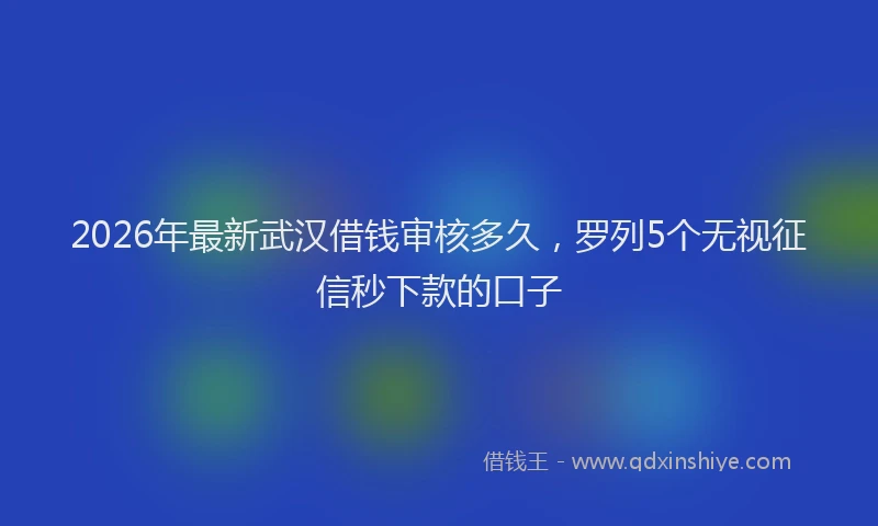 2026年最新武汉借钱审核多久，罗列5个无视征信秒下款的口子