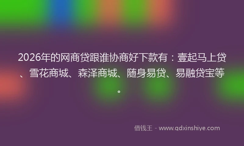 2026年的网商贷跟谁协商好下款有：壹起马上贷、雪花商城、森泽商城、随身易贷、易融贷宝等。