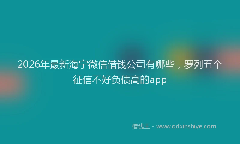 2026年最新海宁微信借钱公司有哪些，罗列五个征信不好负债高的app