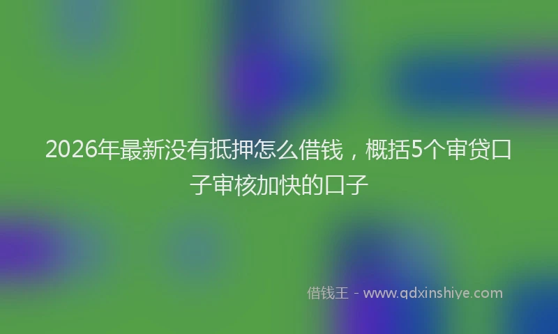 2026年最新没有抵押怎么借钱，概括5个审贷口子审核加快的口子