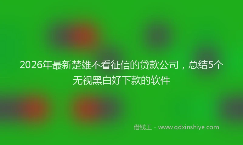 2026年最新楚雄不看征信的贷款公司，总结5个无视黑白好下款的软件