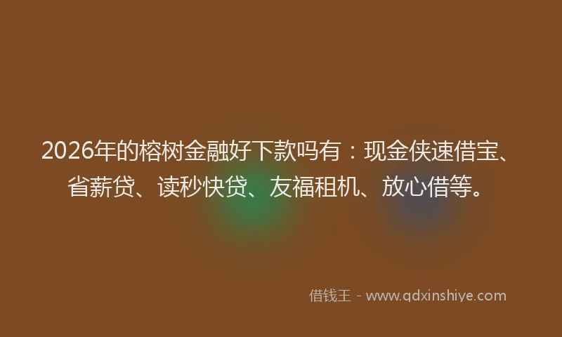 2026年的榕树金融好下款吗有：现金侠速借宝、省薪贷、读秒快贷、友福租机、放心借等。