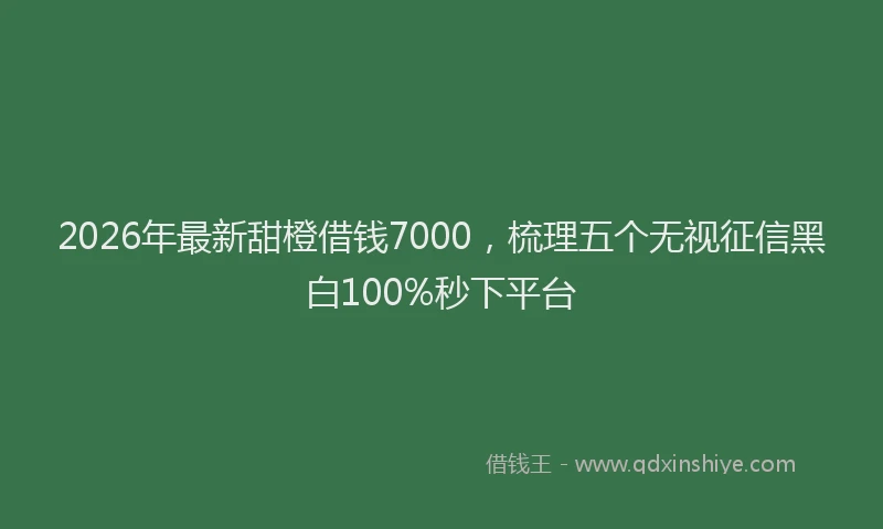 2026年最新甜橙借钱7000，梳理五个无视征信黑白100%秒下平台