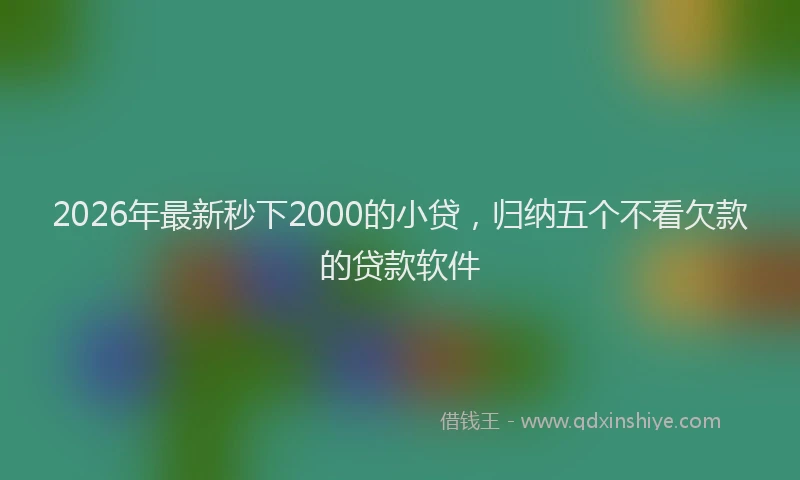 2026年最新秒下2000的小贷，归纳五个不看欠款的贷款软件