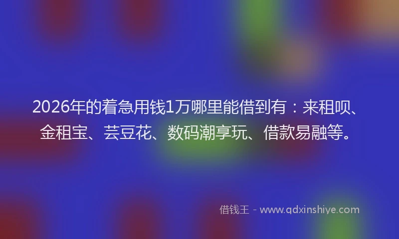 2026年的着急用钱1万哪里能借到有：来租呗、金租宝、芸豆花、数码潮享玩、借款易融等。