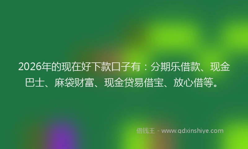 2026年的现在好下款口子有：分期乐借款、现金巴士、麻袋财富、现金贷易借宝、放心借等。