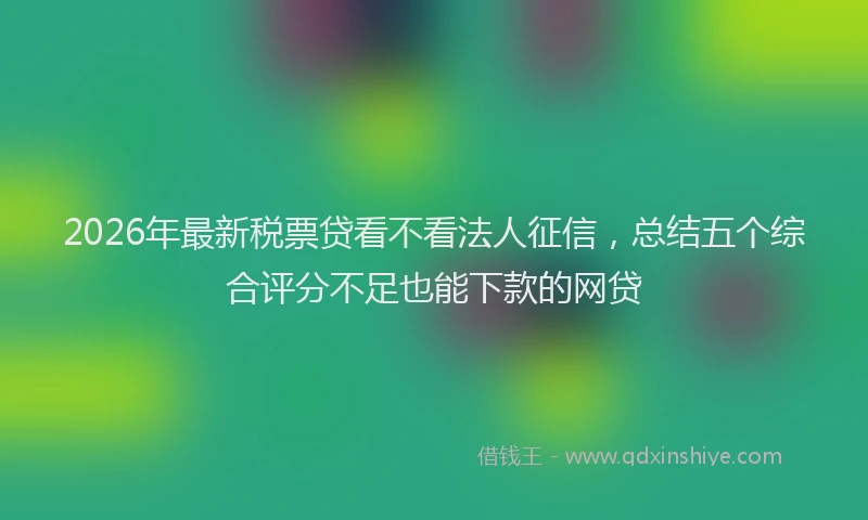 2026年最新税票贷看不看法人征信，总结五个综合评分不足也能下款的网贷
