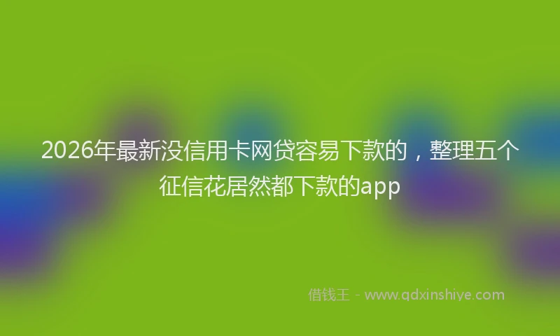 2026年最新没信用卡网贷容易下款的，整理五个征信花居然都下款的app