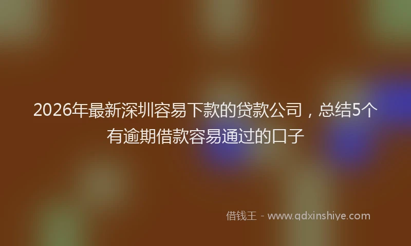 2026年最新深圳容易下款的贷款公司，总结5个有逾期借款容易通过的口子