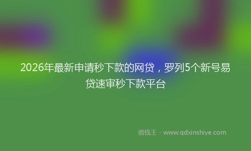 2026年最新申请秒下款的网贷，罗列5个新号易贷速审秒下款平台