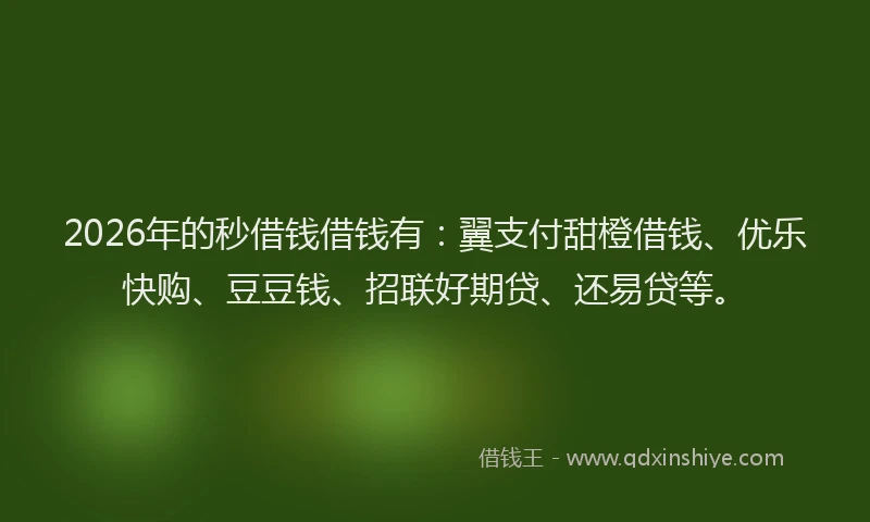 2026年的秒借钱借钱有：翼支付甜橙借钱、优乐快购、豆豆钱、招联好期贷、还易贷等。